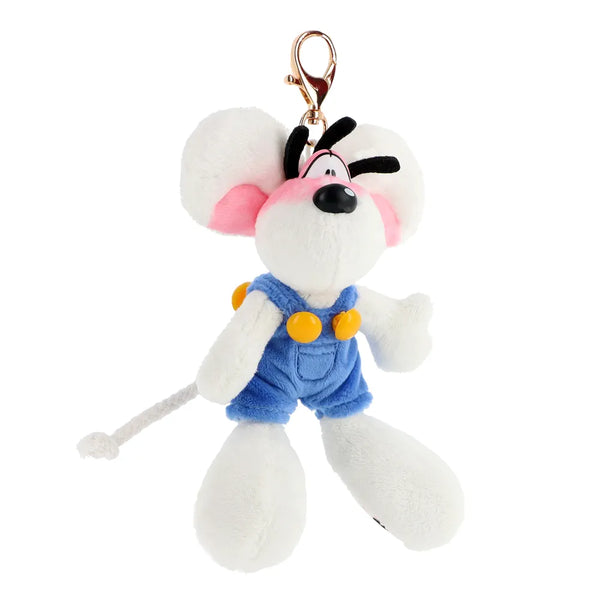 Porte-clés peluche Diddl en salopette Bleue 15cm