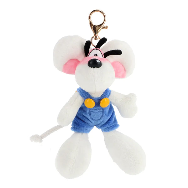 Porte-clés peluche Diddl en salopette Bleue 15cm