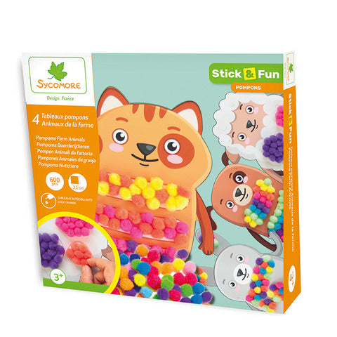 4 Tableaux Pompons Animaux de la ferme (3+)