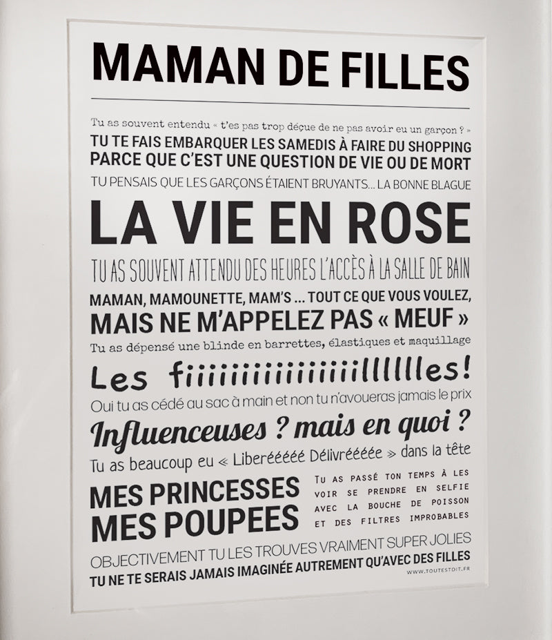 Affiche Maman de Filles 24x30 cm