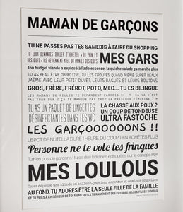 Affiche Maman de Garçons 24 x 30 cm