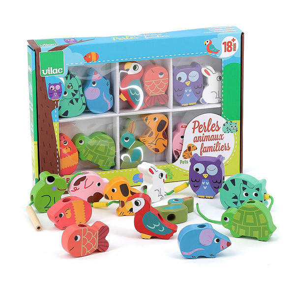 Perles en bois - Animaux familiers (18m+)