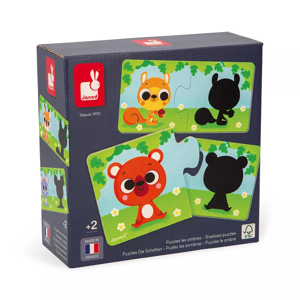 Coffret 12 puzzles Ombres des animaux (2 pièces) (2+)