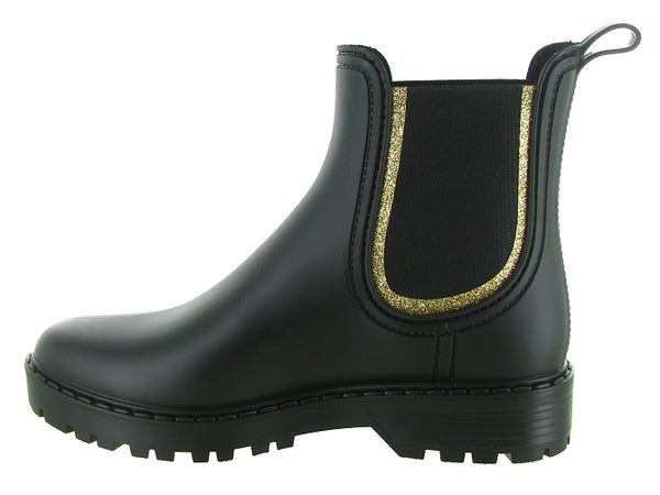 Bottes de Pluie Noir Mat et Glitter Or (du 36 au 42)
