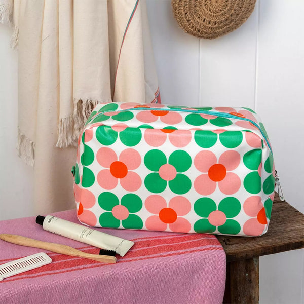 Trousse de toilette Daisy rose et verte