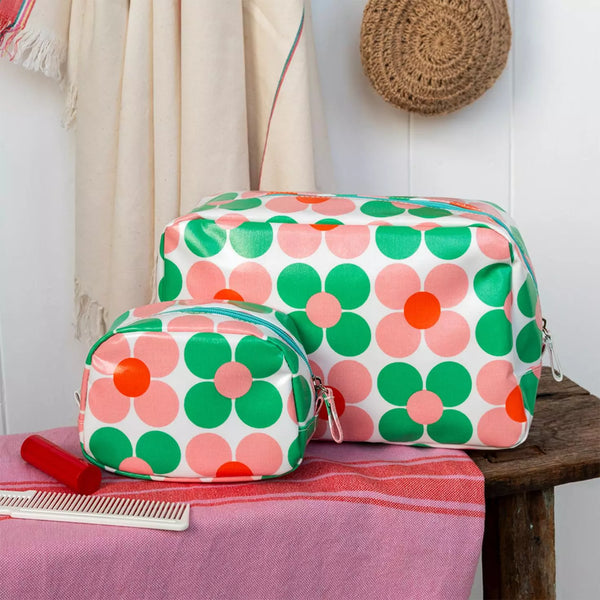 Trousse de toilette Daisy rose et verte