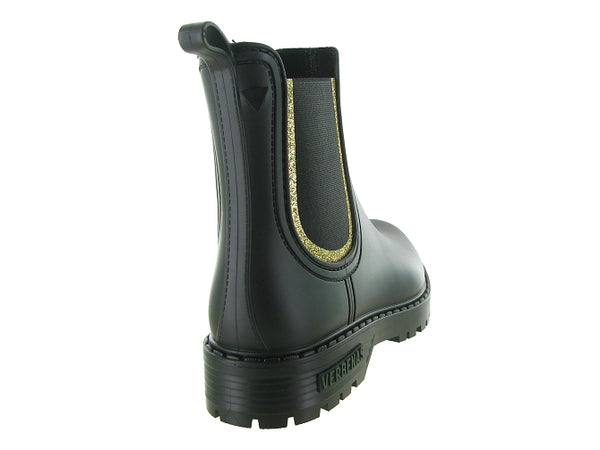 Bottes de Pluie Noir Mat et Glitter Or (du 36 au 42)