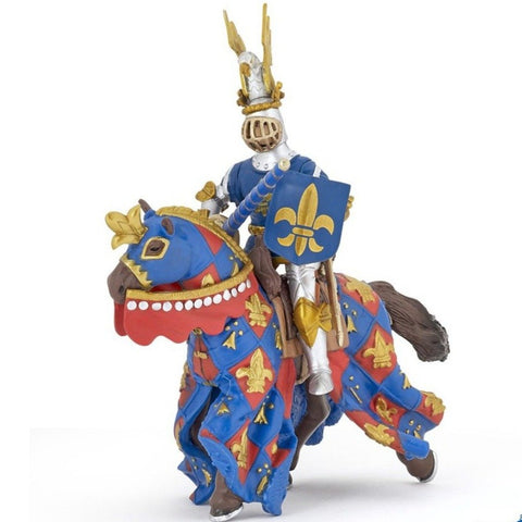 Chevalier et cheval bleu Fleur de Lys